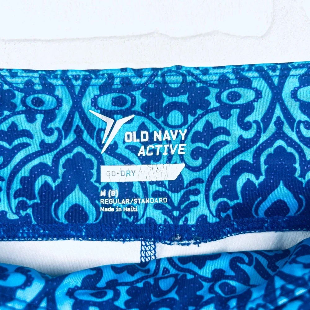 Old Navy Active Girls Blue Patterned Leggings with Criss Cross Detail Size M (8)